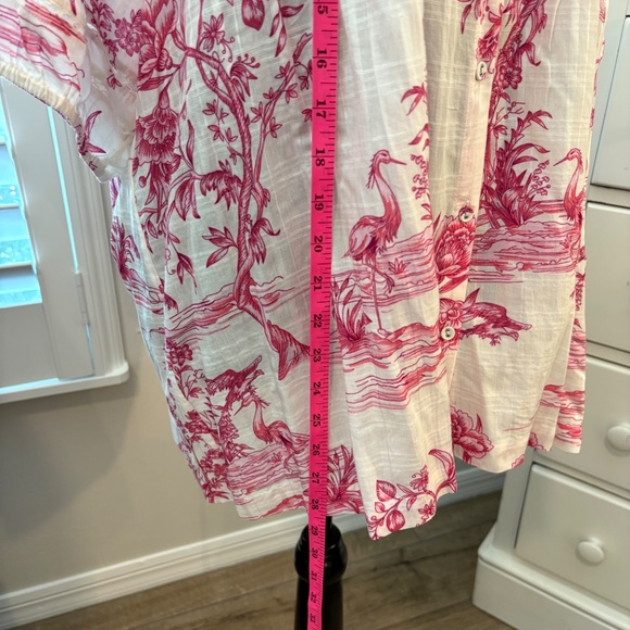 Johnny Was PINK FIREBIRD PLEATED BUTTON DOWN BLOUSE XXL - Picture 6 of 10